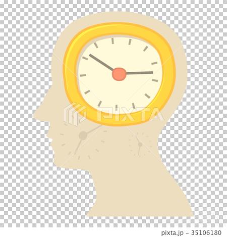 Head with clock icon, cartoon style Head with clock icon, cartoon style 35106180
