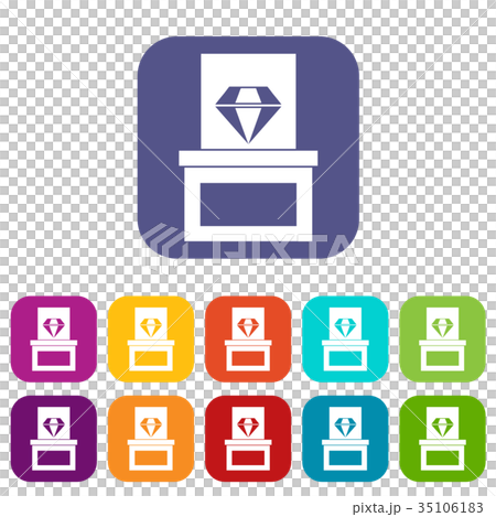 Diamond in box icons set Diamond in box icons set 35106183