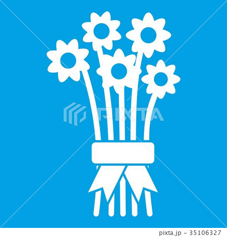 Bouquet of flowers icon white Bouquet of flowers icon white 35106327