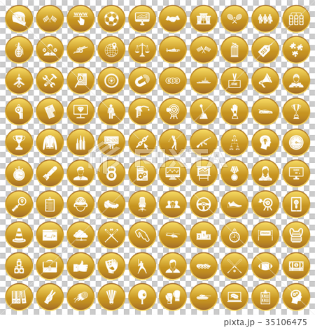 100 victory icons set gold 35106475