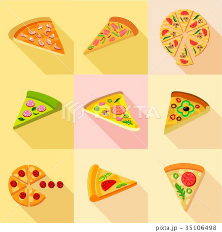 Pizza from around the world icons set, flat style 35106498