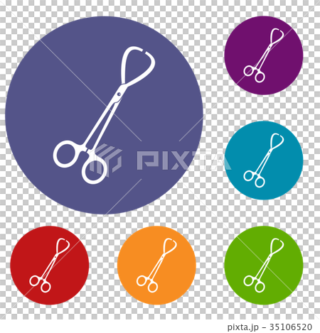 Pair of stainless steel surgical forceps icons set 35106520