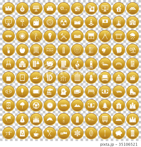 100 villa icons set gold 35106521