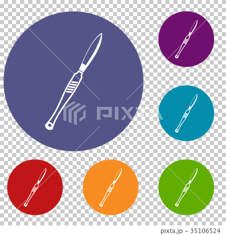 Stainless medical scalpel icons set 35106524