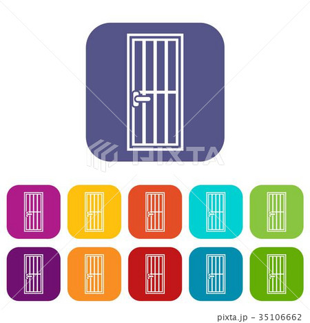 Steel door icons set Steel door icons set 35106662