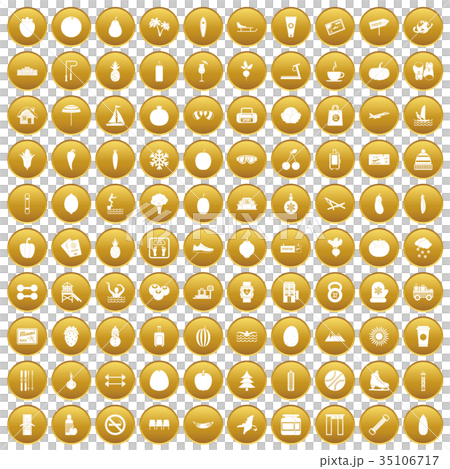100 wellness icons set gold 35106717