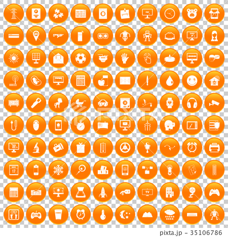 100 App Icons Set Orangeのイラスト素材