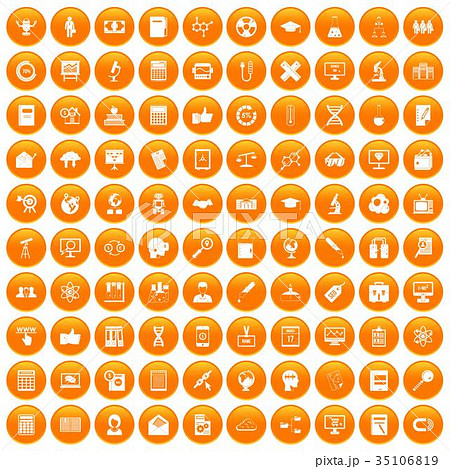 100 analytics icons set orange 35106819