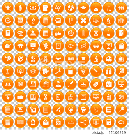 100 analytics icons set orange 35106819