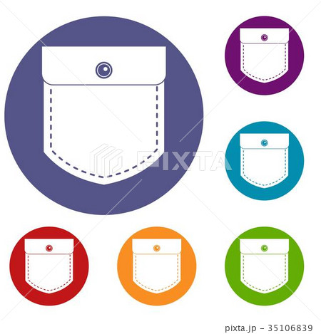 Black jeans pocket icons set 35106839