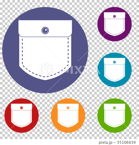 Black jeans pocket icons set 35106839