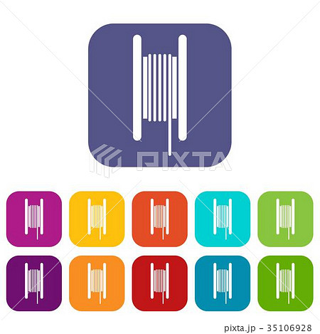 Electric cable in coil icons set Electric cable in coil icons set 35106928
