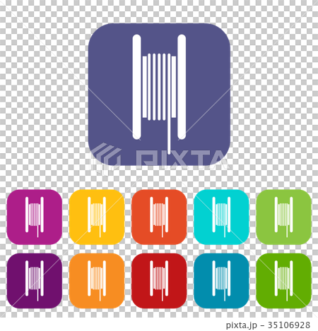 Electric cable in coil icons set Electric cable in coil icons set 35106928