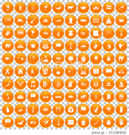 100 Asia icons set orange 100 Asia icons set orange 35106988