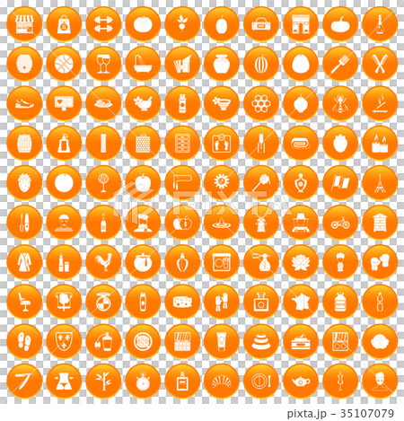 100 beauty product icons set orange 100 beauty product icons set orange 35107079