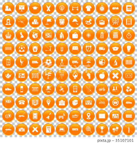 100 bus icons set orange 35107101