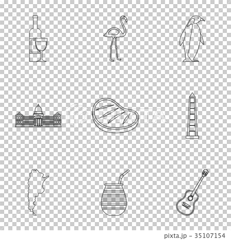 Wild nature of Argentina icons set, outline style Wild nature of Argentina icons set, outline style 35107154