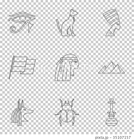 Cairo travel icons set, outline style 35107157