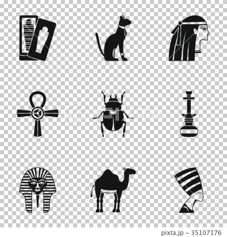 Cairo travel icons set, simple style 35107176
