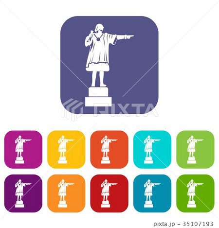 Columbus monument icons set 35107193