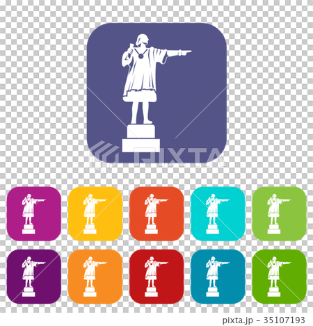 Columbus monument icons set 35107193