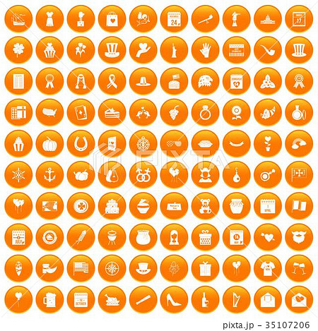 100 calendar icons set orange 35107206