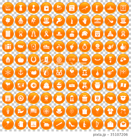 100 calendar icons set orange 35107206