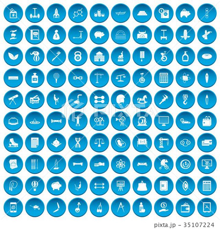 100 balance icons set blue 35107224