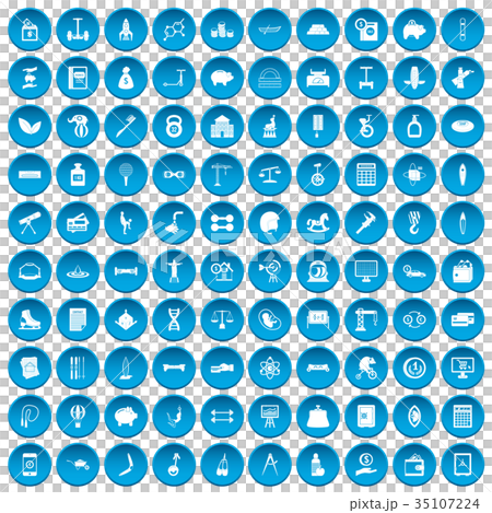 100 balance icons set blue 35107224