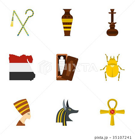 Cairo travel icons set, cartoon style 35107241