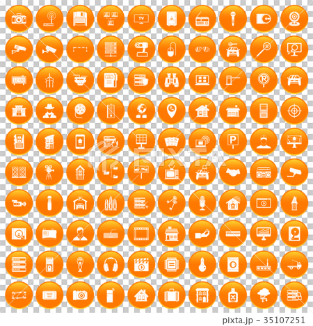 100 camera icons set orange 35107251