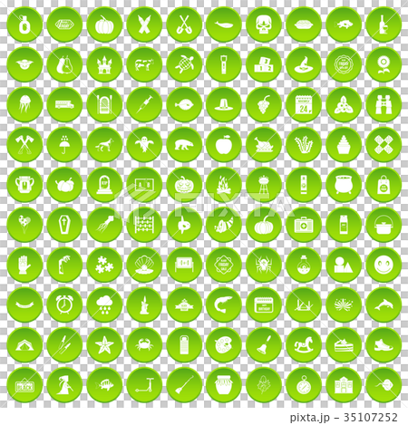 100 autumn holidays icons set green 35107252