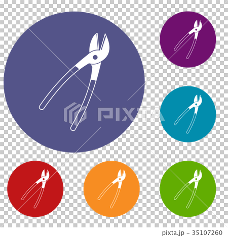 Metal shears icons set 35107260