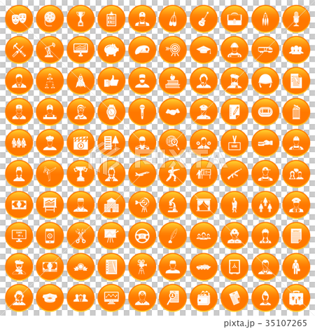 100 career icons set orange 100 career icons set orange 35107265