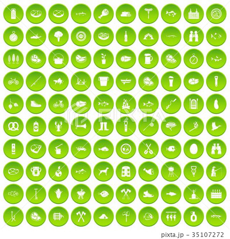 100 BBQ icons set green 35107272