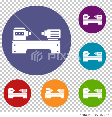 Lathe machine icons set Lathe machine icons set 35107286
