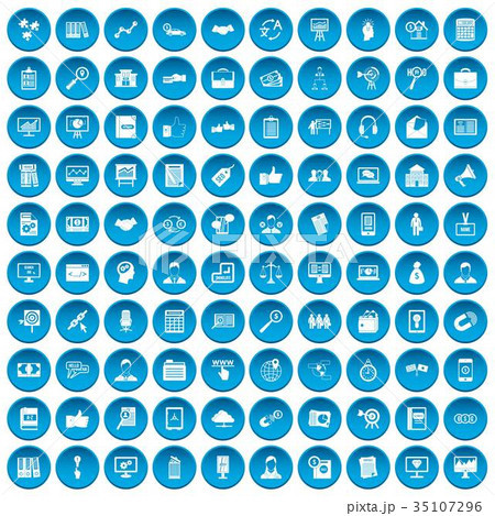 100 business training icons set blue 35107296
