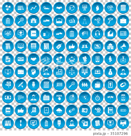 100 business training icons set blue 35107296