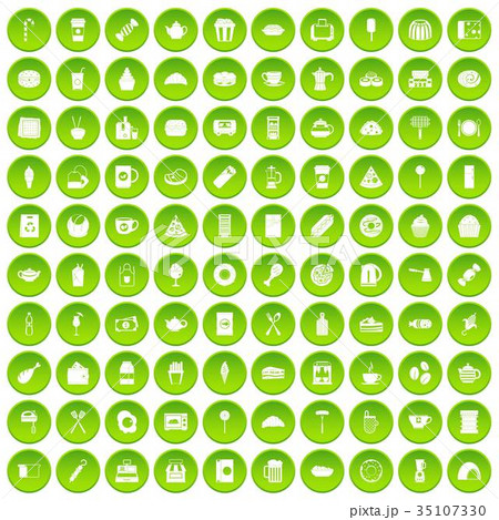 100 cafe icons set green 100 cafe icons set green 35107330