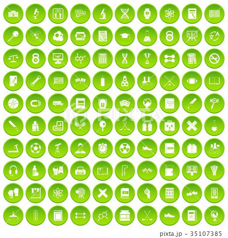 100 college icons set green 100 college icons set green 35107385