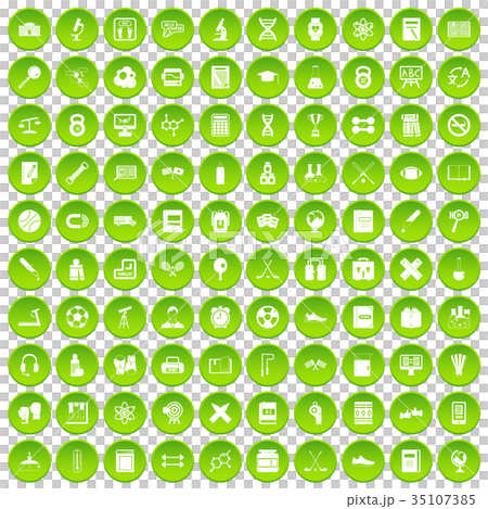 100 college icons set green 100 college icons set green 35107385