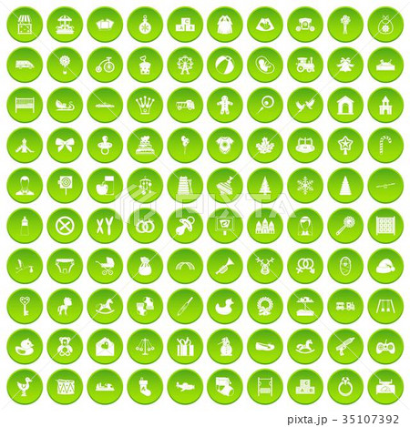 100 baby icons set green 100 baby icons set green 35107392