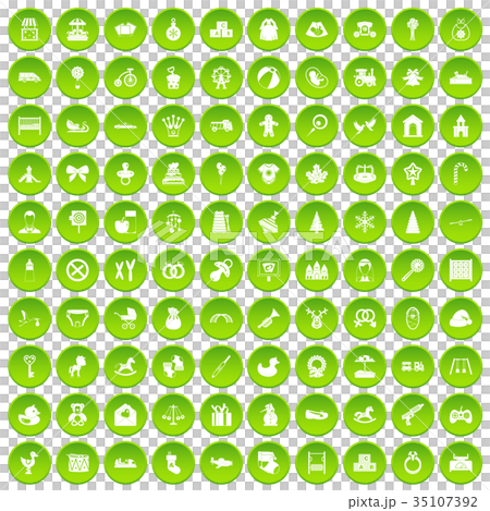 100 baby icons set green 100 baby icons set green 35107392