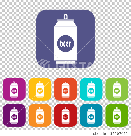 Beer in aluminum cans icons set 35107421