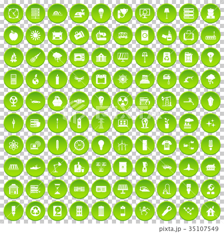 100 electricity icons set green 35107549