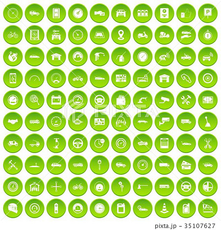 100 garage icons set green 35107627