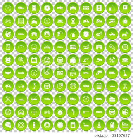 100 garage icons set green 35107627