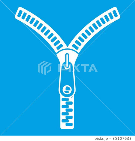 Zipper with lock icon white Zipper with lock icon white 35107633
