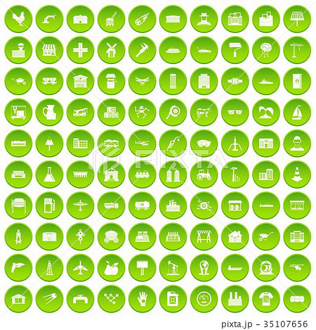100 industry icons set green 100 industry icons set green 35107656