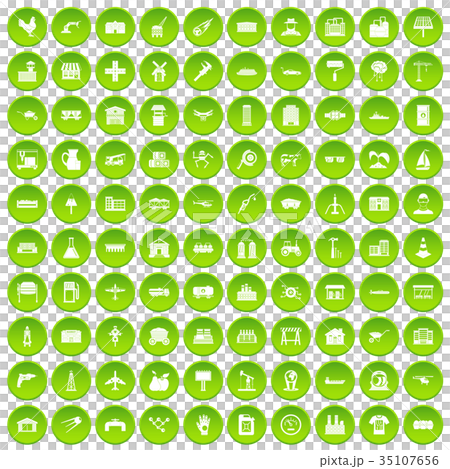 100 industry icons set green 100 industry icons set green 35107656